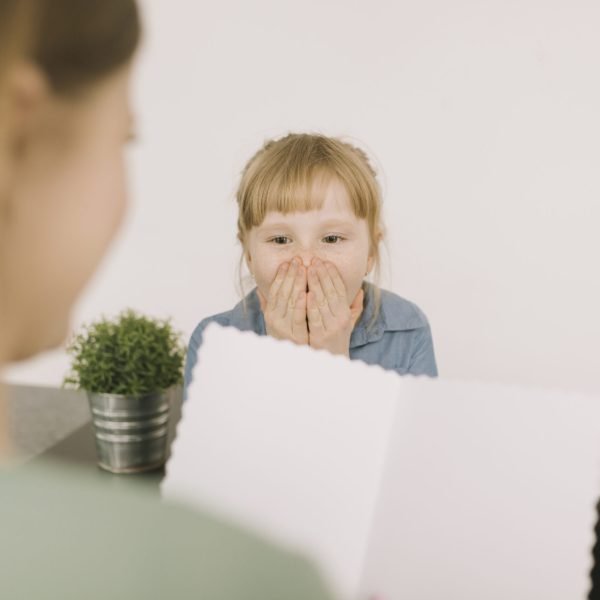 mothers day concept with kids drawing paper